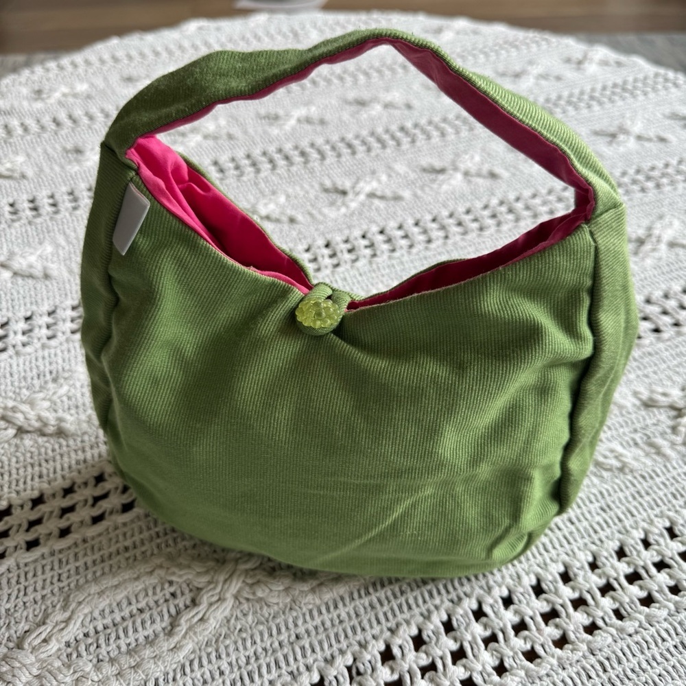 Vibrant Green and Pink Plush Small Bag